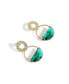 Women's Green Dented Stone Circular Drop Earrings