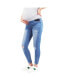 Фото #3 товара Maternity Light Wash Butt Lifter Distressed Jeans With Belly Band