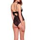 Фото #2 товара Women's Sabrina Vinyl and Mesh Underwire Soft Cup Teddy with Front Keyhole and Removable Neck Choker