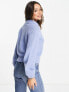 Vero Moda collar detail puff sleeve jumper in blue