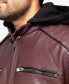Фото #6 товара Men's Grainy Polyurethane Moto Jacket with Hood and Faux Shearling Lining