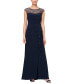 ფოტო #1 პროდუქტის Women's Embellished Illusion-Yoke Ruffled Gown