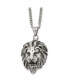 Antiqued Small Lion Head Pendant Curb Chain Necklace