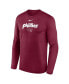 Фото #3 товара Men's Burgundy Philadelphia Phillies Authentic Collection Practice Performance Long Sleeve T-Shirt