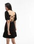 Фото #3 товара Topshop shirred mini dress in black