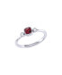 Cushion Cut Ruby Gemstone, Natural Diamonds Birthstone Ring in 14K White Gold