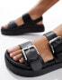 New Look chunky flat sandal with buckles in black