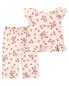 Фото #1 товара Baby 2-Piece Floral LENZING™ ECOVERO™ Linen Top & Flare Pants Set 18M