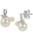 ფოტო #1 პროდუქტის Cultured Freshwater Pearl (3-1/2 & 6-1/2mm) & Lab-Created White Sapphire (1/20 ct. t.w.) Stud Earrings in Sterling Silver