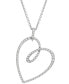 ფოტო #1 პროდუქტის Diamond Swirl Heart Pendant Necklace (1/4 ct. t.w.) in Sterling Silver, 18" + 2" extender
