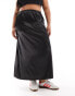 COLLUSION plus low rise satin maxi skirt in black