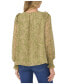 Women's Paisley Long Sleeve Gathered Neck Blouse with Ruffle Detail