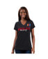 Фото #2 товара Women's Black Distressed NASCAR Merchandise Snap V-Neck T-shirt