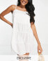 Фото #1 товара Esmee Exclusive tiered mini beach summer dress in white