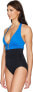 LAUREN RALPH LAUREN Women's 182784 Halter One-Piece Swimsuit Black/Blue Size 14