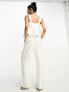 Фото #7 товара Y.A.S Bridal jacquard trousers co-ord in white