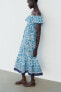 Фото #11 товара Платье off-the-shoulder из ткани с цветочным принтом ZARA