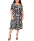 Фото #1 товара Plus Size Scoop-Neck Elbow-Length Midi Dress