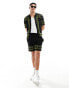 ASOS DESIGN co-ord knitted shorts in black with green border Черный, S - W32 - фото #1