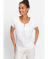 ფოტო #1 პროდუქტის Cotton Linen Short Sleeve Mixed Media T-Shirt