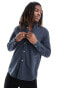 Фото #1 товара AllSaints Hermosa long sleeve fitted shirt in dark blue