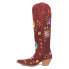 Dingo Flower Power Embroidered Floral Snip Toe Cowboy Womens Red Casual Boots D