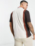 ASOS DESIGN relaxed polo shirt in burgundy colour block with retro collar