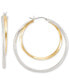 Double Medium Hoop Earrings in 14k Two-Tone Gold-Plated Sterling Silver, 40mm