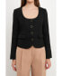 Women's Solid Tweed Scooped Neck Jacket