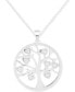 ფოტო #1 პროდუქტის Diamond Tree Disc 18" Pendant Necklace (1/10 ct. t.w.) in Sterling Silver