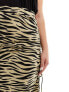 Фото #5 товара Noisy May Curve adjustable rushed midi skirt in beige zabra print