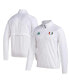 Фото #1 товара Men's White Miami Hurricanes Sideline AEROREADY Raglan Sleeve Quarter-Zip Jacket
