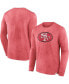 Men's Scarlet Distressed San Francisco 49ers Washed Primary Long Sleeve T-shirt