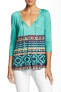 Фото #1 товара Tracy Reese Womens Peasant Multi Color Geometric 3/4 Sleeve Blouse Size Small