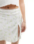 Glamorous a line mini skirt with thigh split in pink vintage floral with lace trim 38 - фото #8