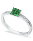 ფოტო #1 პროდუქტის Emerald (1/5 ct. t.w.) and Diamond (1/20 ct. t.w.) Stackable Ring in Sterling Silver