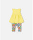 ფოტო #2 პროდუქტის Baby Girl Organic Cotton Tunic And Capri Set Popcorn Yellow - Infant
