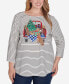 Plus Size Boat Neck Holiday Truck Printed Striped Top