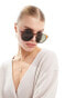 ASOS DESIGN round sunglasses in crystal brown with metal temple