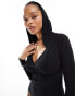 Фото #1 товара ONLY v-neck hooded top in black