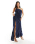 Фото #4 товара ASOS DESIGN Petite one shoulder maxi dress in navy