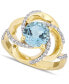 ფოტო #1 პროდუქტის Blue Topaz (2-1/3 ct. t.w.) & White Topaz (1/4 ct. t.w.) Swirl Statement Ring in 18k Gold-Plated Sterling Silver