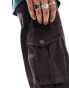 COLLUSION baggy utility trousers in brown cord