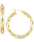 Фото #1 товара Textured Hoop Earrings in 18K Yellow Gold Over Silver or Sterling Silver