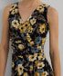 Women's Floral Surplice Jersey Sleeveless Dress