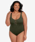 Фото #1 товара Plus Size Lace-Up One-Piece Swimsuit