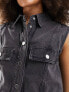 Фото #5 товара Mango denim cropped waistcoat in dark grey