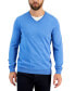 Фото #1 товара Men's Solid V-Neck Merino Wool Blend Sweater, Created for Macy's