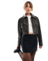 Фото #1 товара ASOS DESIGN washed leather look harrington jacket in black