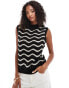 Vila open detail knitted vest with squiggle stripe in black and beige M - EU 36-40 - фото #1